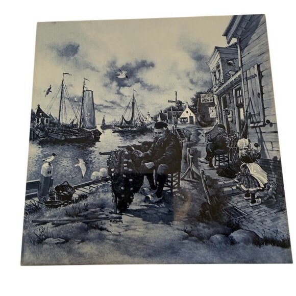 Lionel Barrymore Other - Lionel Barrymore Tile Trivet Wall Plaque Blue Harbor Scene Nautical 6x6